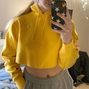 cropped yellow sweatshirt